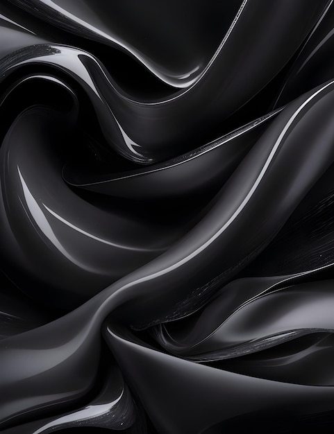 Interaction fluide des textures Une fusion de soie Gossamer et de plastique brillant en noir avec sans étincelles