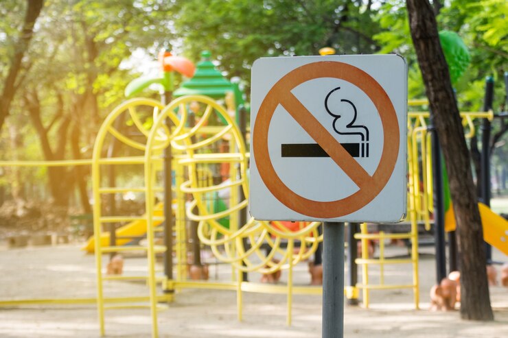 Interdiction de fumer en métal dans le parc.
