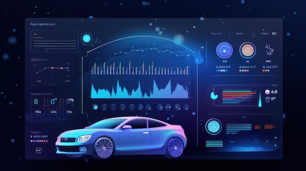 Photo interface automatique numérique conception futuriste du tableau de bord de la voiture avec hud graphique et affichage de données