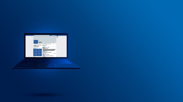 Interface Facebook sur la conception de l'écran d'un ordinateur portable bleu