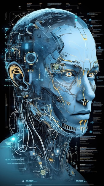 interface Homme visage Graphique abstrait high tech Génératif AI