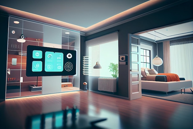 Interface de maison intelligente avec réalité augmentée de la conception d'intérieur d'objet IOT