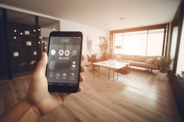 Interface de maison intelligente avec vue AR de l'intérieur des objets IOT