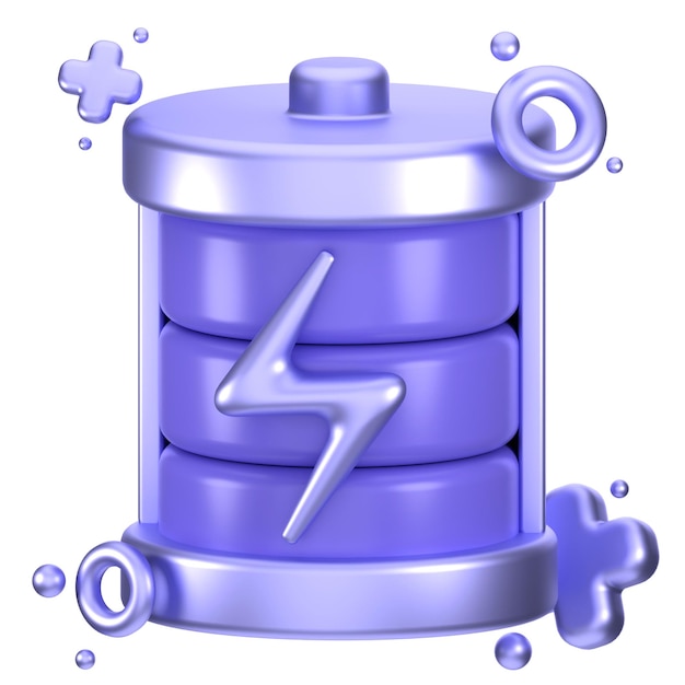 Interface utilisateur de la barre de batterie du symbole d'icône de rendu 3D