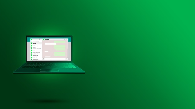 Interface WhatsApp sur la conception d'écran d'ordinateur portable vert