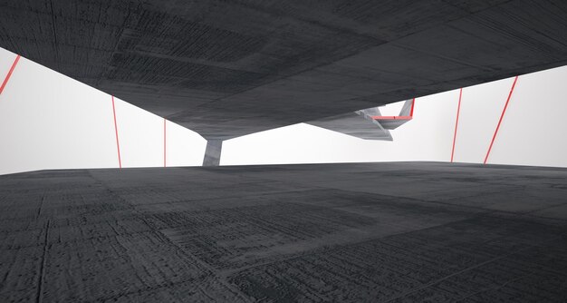 Intérieur abstrait en béton architectural d'une maison minimaliste Illustration et rendu 3D