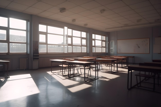 Intérieur d'une ancienne salle de classe