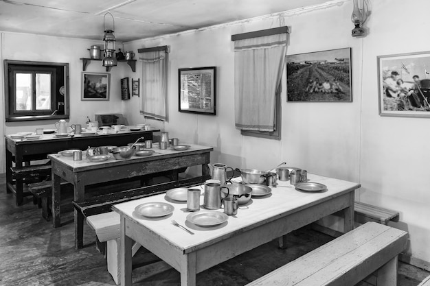 Intérieur de l'ancienne salle à manger commune du kibboutz d'Israël