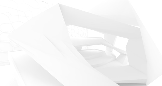 Intérieur architectural minimaliste blanc abstrait avec illustration et rendu 3D de fenêtre