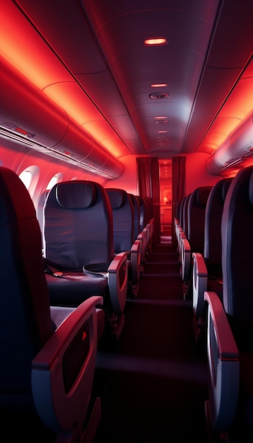 À l'intérieur de l'avion avec des feux rouges