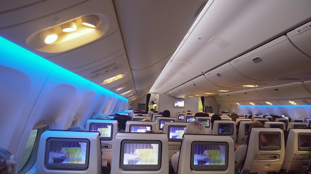 Intérieur de l'avion de passagers