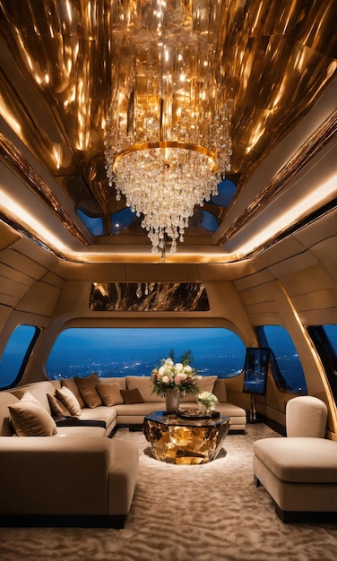 Intérieur d'un avion à réaction d'affaires de luxe Voyage de luxe ai génératif