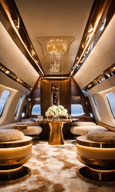 Intérieur d'un avion à réaction d'affaires de luxe Voyage de luxe ai génératif