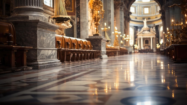 Photo l'intérieur de la basilique saint-pierre en marbre flou