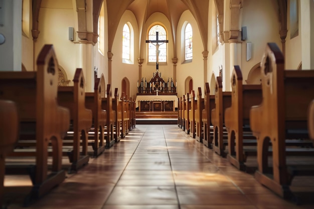 l'intérieur d'une belle église catholique