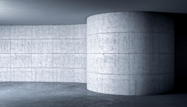 Intérieur en béton avec mur incurvé