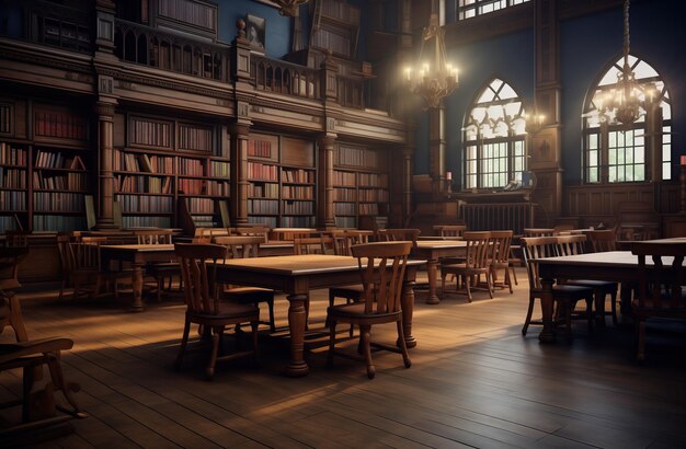 Photo l'intérieur d'une bibliothèque typique