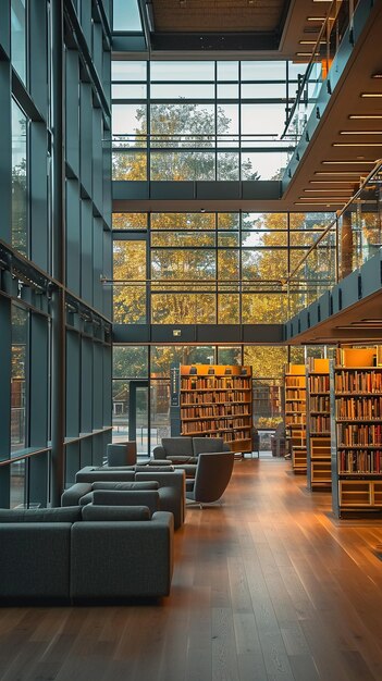 Photo l'intérieur d'une bibliothèque