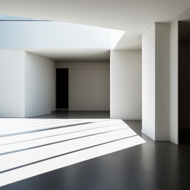 intérieur blanc vide avec de grandes fenêtres fond architectural illustration 3D rendu 3D
