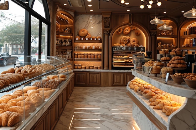 L'intérieur d'une boulangerie et d'un magasin illustration 3D