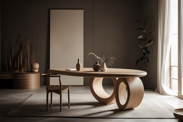 intérieur de bureau avec chaises de table en bois meubles en bois