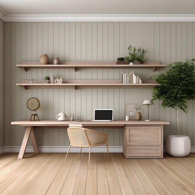 Intérieur de bureau à domicile de style bungalow