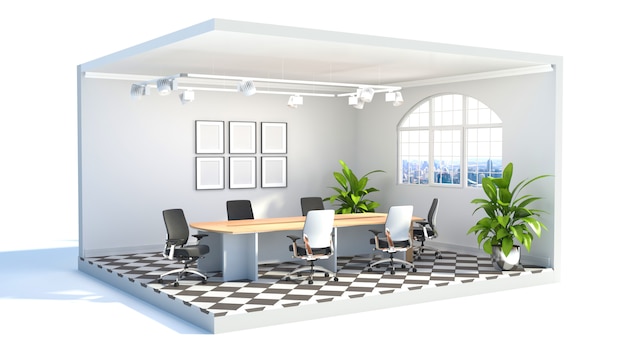 Intérieur de bureau. Emploi. Illustration 3D