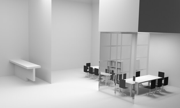 Intérieur de bureau. Illustration 3D