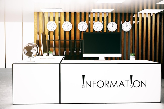 Intérieur avec bureau d'information