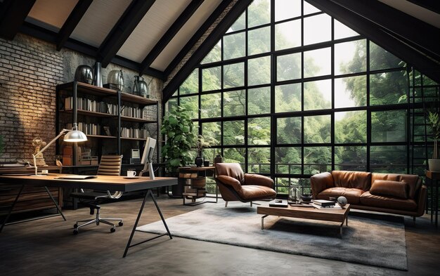 Intérieur de bureau moderne dans le style industriel du loft