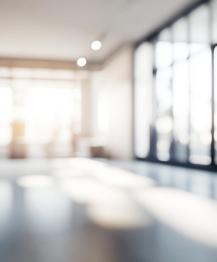 Photo intérieur de bureau vide et brillant flou