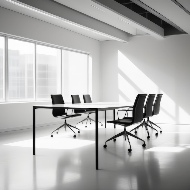 intérieur de bureau vide avec une chaise noire et blanche intérieur de bureaux vide avec un noir et blanc