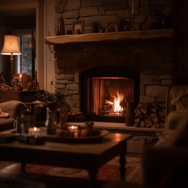 Photo intérieur d'une cabane en rondins dans les bois