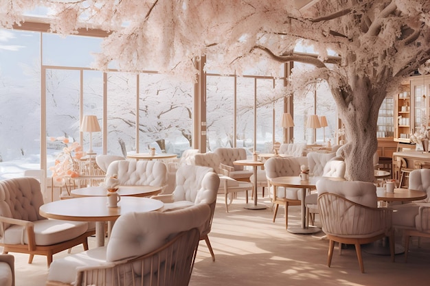 Intérieur de café d'hiver avec une atmosphère confortable