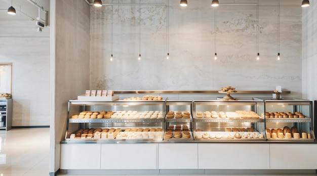 Photo intérieur de café de pain de rendu 3d pour vendre des pâtisseries et des gâteaux