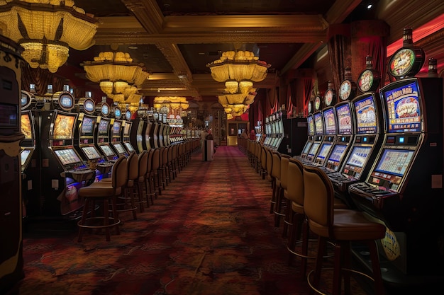 Intérieur de casino de luxe avec machines à sous Dépendance au jeu Créé avec Generative AI