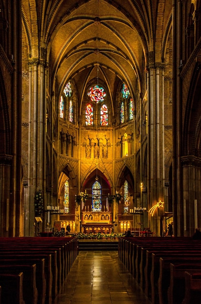 L'intérieur d'une cathédrale illuminée
