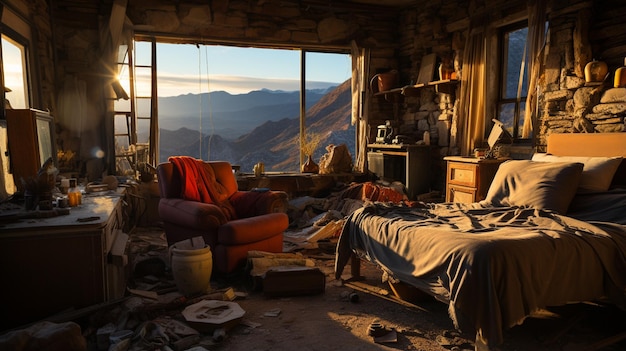 l'intérieur de la chambre à coucher la nuit