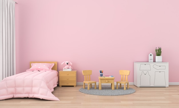 Intérieur de la chambre des enfants rose pour maquette