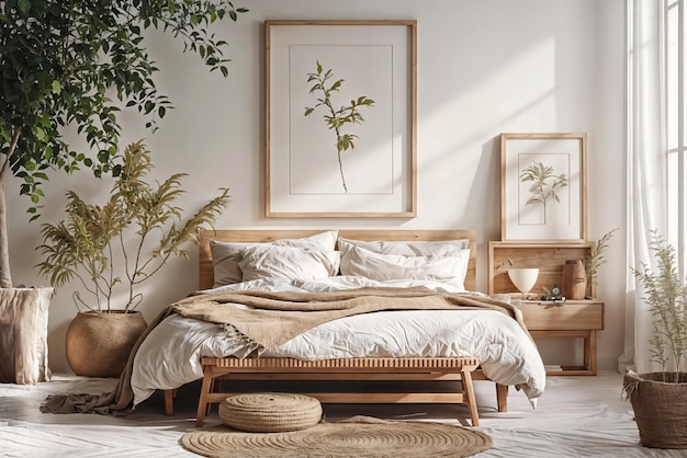 Photo intérieur de la chambre de la ferme scandinave intérieur de la chambre de la ferme confortable blanche