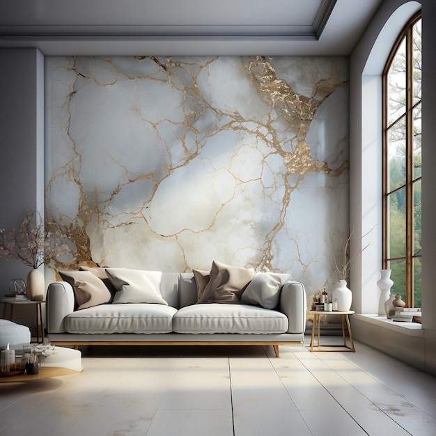 intérieur de chambre en marbre blanc de luxe