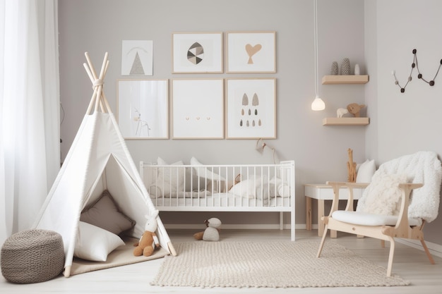 Intérieur de la chambre de la nourrice scandinave Générer Ai