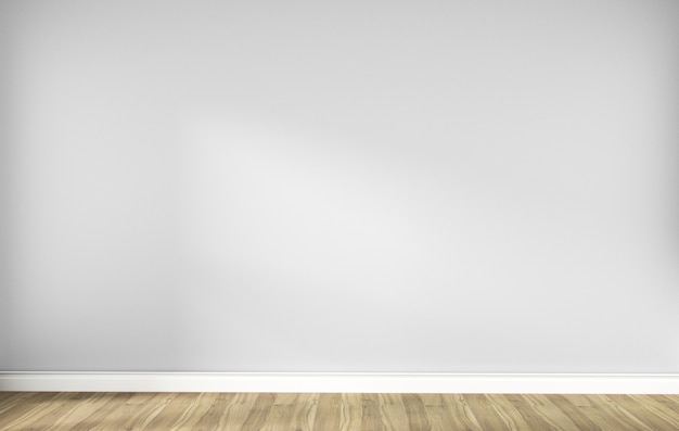 intérieur de la chambre scandinave vide blanc avec plancher en bois. Rendu 3D