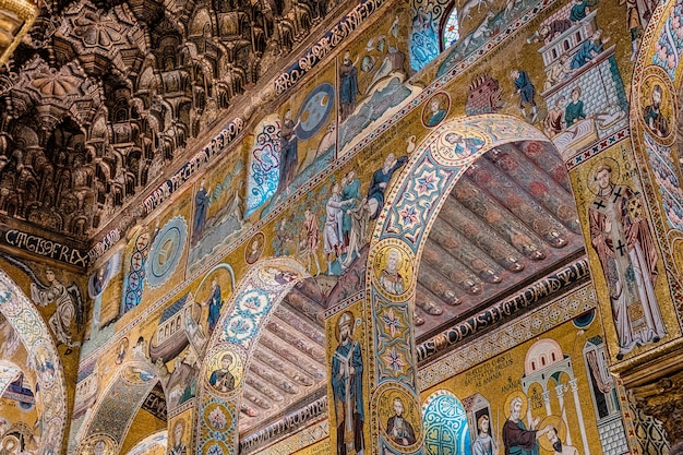 Intérieur de la Chapelle Palatine de Palerme. Sicile.