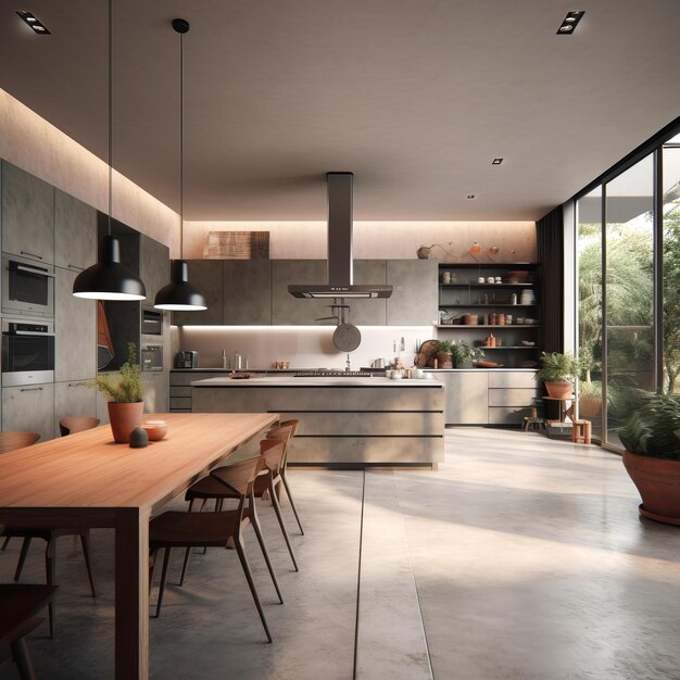 Photo intérieur de la cuisine dans une maison moderne