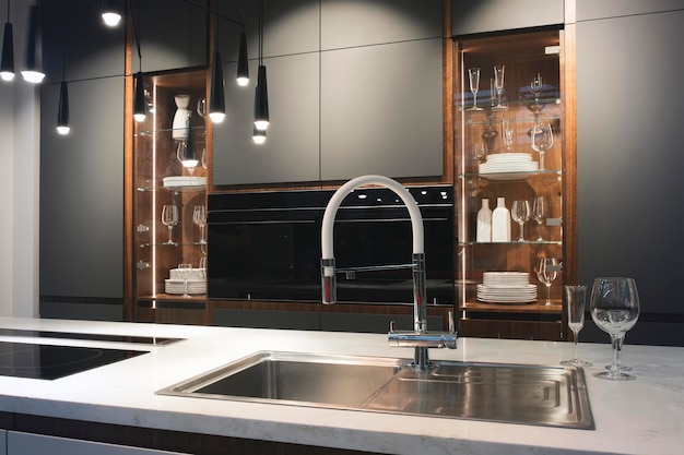 Intérieur de cuisine look moderne de l'intérieur de la cuisine