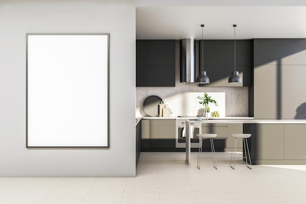 Intérieur de cuisine moderne avec meubles