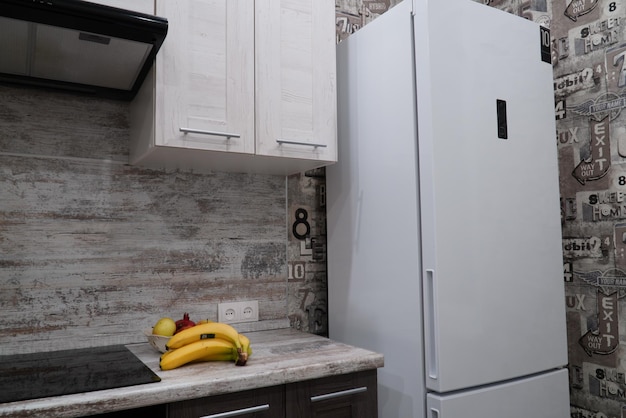 Photo intérieur de cuisine moderne avec réfrigérateur réfrigérateur à l'intérieur de la cuisine