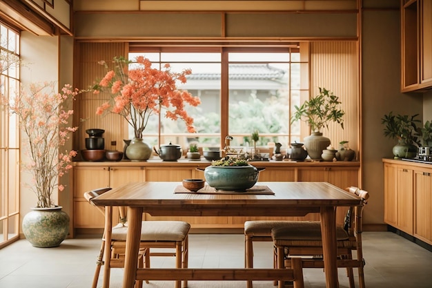 Intérieur de cuisine de style japonais