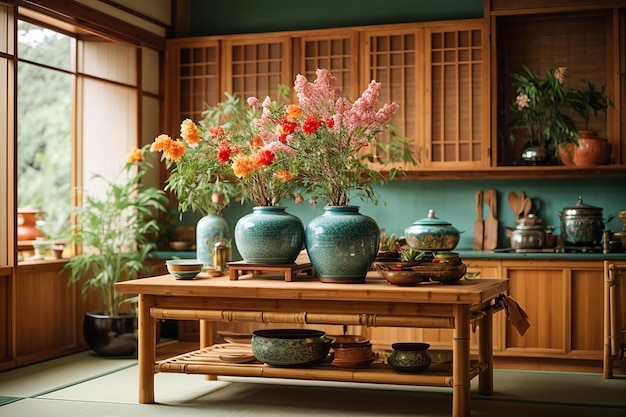 Intérieur de cuisine de style japonais